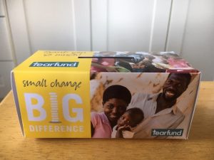 photograph of Tearfund collection box